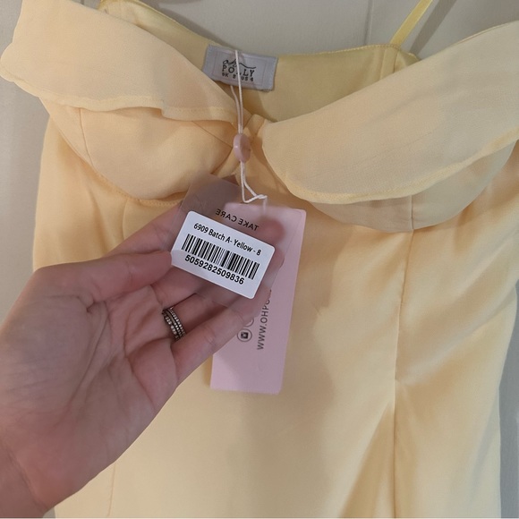 JOSIANE
Asymmetric Draped Mini Dress in Yellow - Picture 3 of 14
